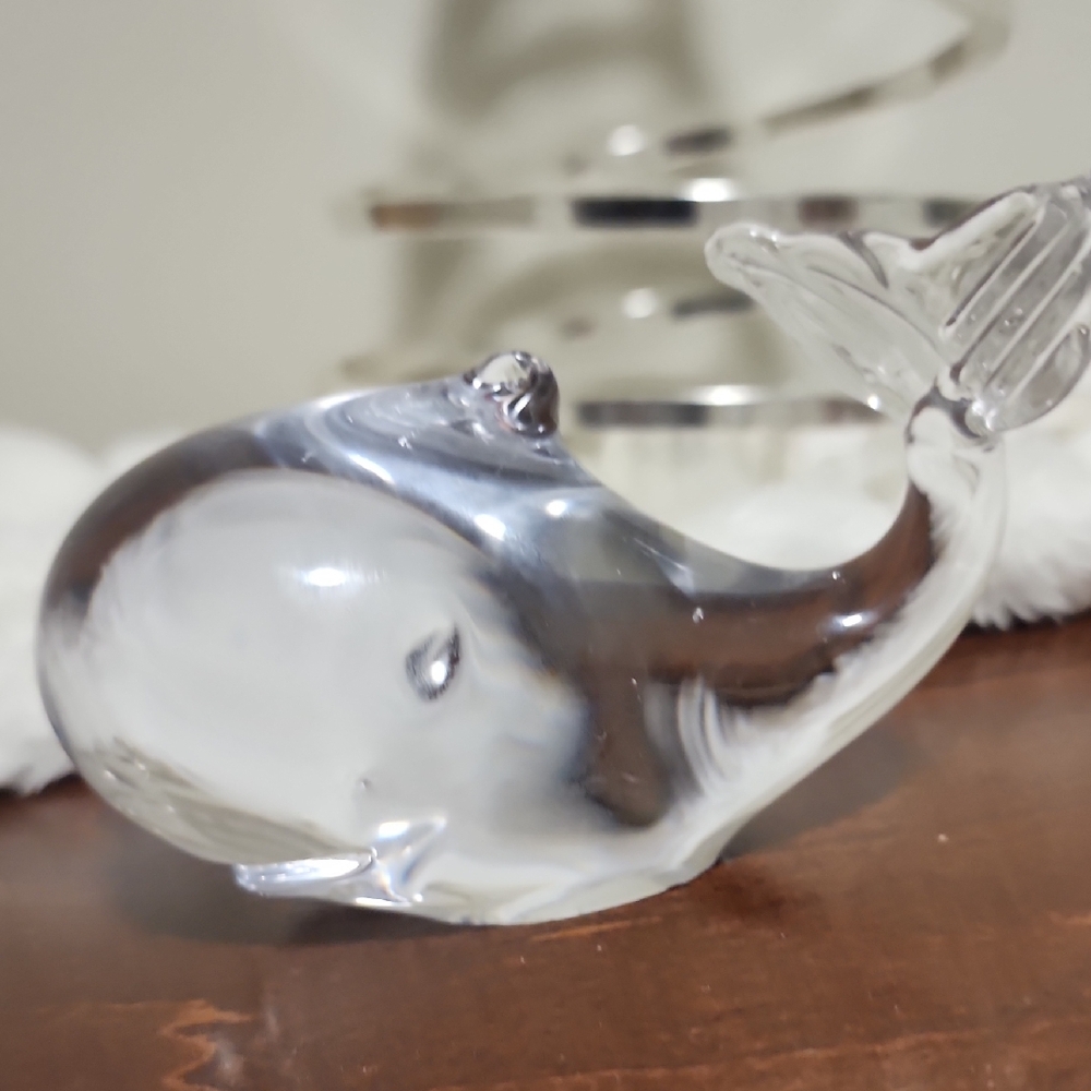 Clear Blown Glass Whale Handmade In Taiwan